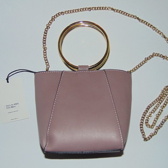 Co-Lab Christopher Kon - Circle Handle Detail - Mauve Crossbody Purse - Picture 2 of 3